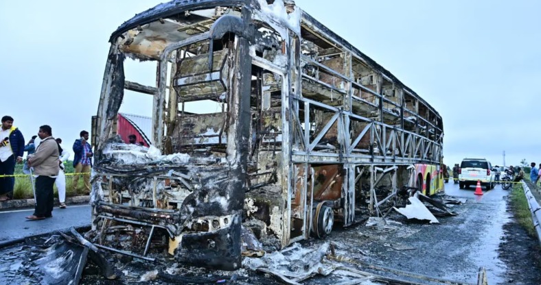 Bus Catches Fire in Andhra Pradesh’s Kurnool, 20 Killed, Several Injured