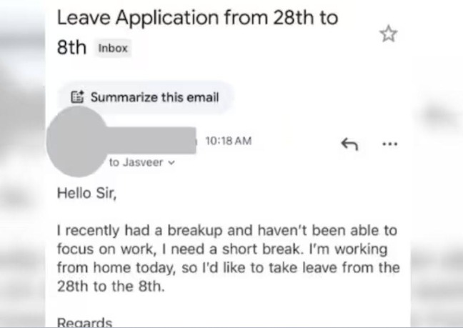 Breakup Leave Email from Gen Z Employee Wins Internet’s Heart